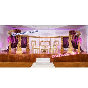 婚礼木制孔雀柱子舞台套装最新设计木制孔雀舞台结婚孔雀婚礼舞台装饰