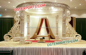 Mandap de mariage en argent Raj Mahal, style Jodha Akbar, mandap de mariage en fibre Jhronka, fabricant de mandaps de mariage, décoration de mariage USA - Product Image 6