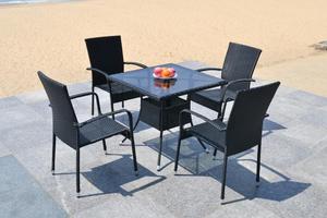 Juego de bistró moderno de 4 plazas para muebles de exterior Material de mimbre IPRO - Product Image 5