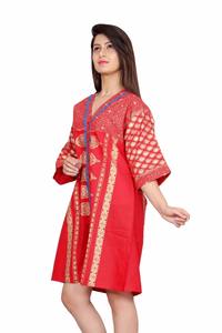 Elegante caftán rojo caliente para mujer elegante ropa de fiesta de noche Midi A-Line vestido moderno diseño Floral para bodas ocasiones especiales - Product Image 2