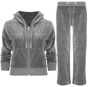 New <b>Women</b> Velour Velvet Ladies Hooded Long Sleeve Lounge wear <b>Tracksuit</b> Set <b>Women</b> velvet <b>tracksuits</b> <b>Pink</b> Velour <b>Women</b> <b>Tracksuits</b> - Product Image 2