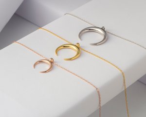 <span class=keywords><strong>Collier</strong></span> <span class=keywords><strong>lune</strong></span> inversée très vendu, fait <span class=keywords><strong>à</strong></span> la main, en or tusk, demi-<span class=keywords><strong>lune</strong></span>, croissant, double corne - Product Image 1