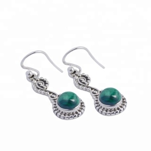 Best Selling 925 <b>Sterling</b> <b>Silver</b> Vintage Drop <b>Earrings</b> With Malachite Gemstone New Fashion <b>Woman</b> And Girl Wedding Jewelry - Product Image 1
