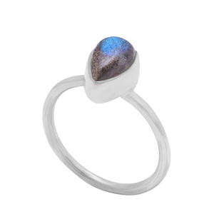 925 argent fait à la main en forme de poire bleu Labradorite anneau Style classique bijoux lunette réglage fabriqué haut grossiste exportateur - Product Image 1