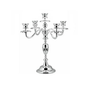 Bougeoir à longue tige en métal fait à la main pour décoration de maison et de mariage Candélabre à 5 bras avec autres bougeoirs lanternes et bocaux - Product Image 5