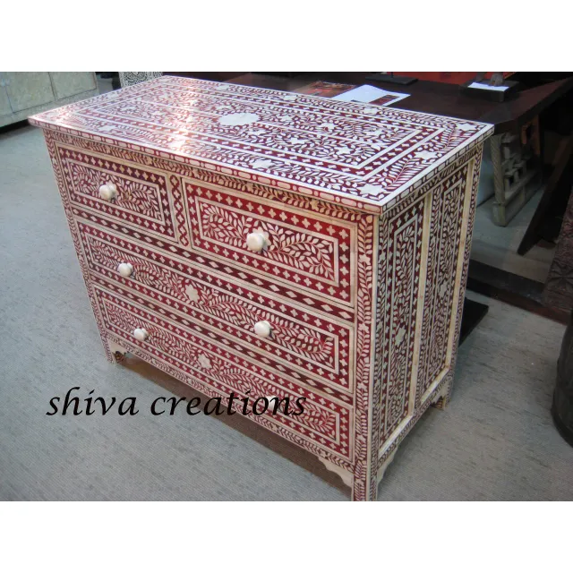 Bone inlay chest of drawer cabinet