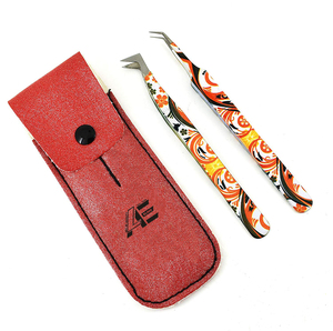 Juego de 2 Pinzas Curvas Puntiagudas para Aplicación de Pestañas, Juego Impreso para Extensión de Pestañas, Acero Inoxidable 2026 - Product Image 1