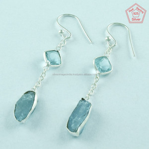 Pendientes de Plata de Ley 925 con Topacio Azul y Tanzanita, Joyería India Unisex de Calidad Extrema - Product Image 3