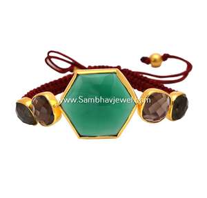 Merveilleux mariage Fine Jewelry Bracelet fait à la main en argent sterling 925 vert Onyx bracelets de pierres précieuses par le fabricant indien - Product Image 1