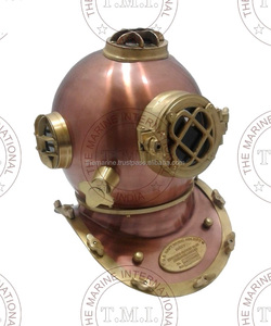 Casco de buzo náutico antiguo Mark V U.S. Navy Buceo Acabado en cobre Alum & Brass Decor Gift con impresión de metal personalizada - Product Image 4