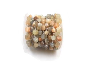 Chaîne de chapelet multi-perles faite à la main pierre à facettes boîte perlée en argent Sterling plaqué finition bijoux artisanat métal/cuivre résultats - Product Image 1