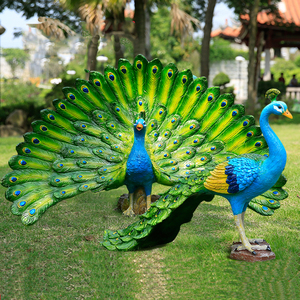 Al aire libre decoración paisaje tamaño de la vida Animal resina de fibra de vidrio estatua del Pavo Real - Product Image 4