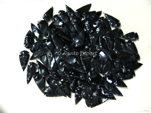 งานหัตถกรรมหินกึ่งมีค่าของชาวอินเดียรูปทรงหัวลูกศรออบซิเดียนทำด้วยมือแกะสลักคริสตัลรูปพระจันทร์เสี้ยว - Product Image 2