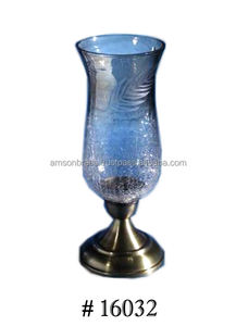 Bougeoir en mosaïque de couleur bleu ciel fait à la main nouveau Design en verre métallique pour table et décorations - Product Image 3