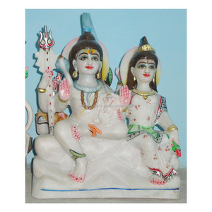 Makrana Marble God Shiv Parvati <b>Statues</b> - Product Image 1