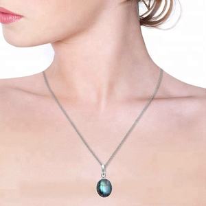 Pendentif ovale en pierre de Labradorite, bijoux en argent massif 925 - Product Image 3