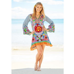 Vestido Midi Estilo Vintage para Mujer, Nuevo Diseño de Alta Gama, Túnica Bordada con Estampado Hippo Suzani, Estilo Bohemio Chic con Toque Tradicional Banjara - Product Image 1