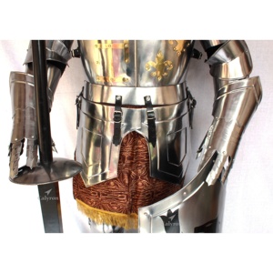 Metal Medieval Steel Armour Suit <b>Sword</b> Shield with <b>Wooden</b> Base Steel Frame - Product Image 3