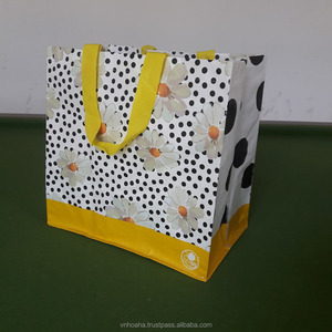 ถุงช้อปปิ้งผ้า PP ทอแบบเป็นมิตรกับสิ่งแวดล้อม ยี่ห้อ HOAHA พร้อมฟิล์ม OPP แบบด้าน สีและโลโก้ตามสั่ง - Product Image 1