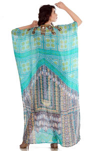 ผู้หญิงแฟชั่น Kaftan ชุดผู้หญิงสวมใส่พิมพ์ดิจิตอล Kaftan ชุดคริสตัลเครื่องประดับคอชุดยาวเต็ม - Product Image 3