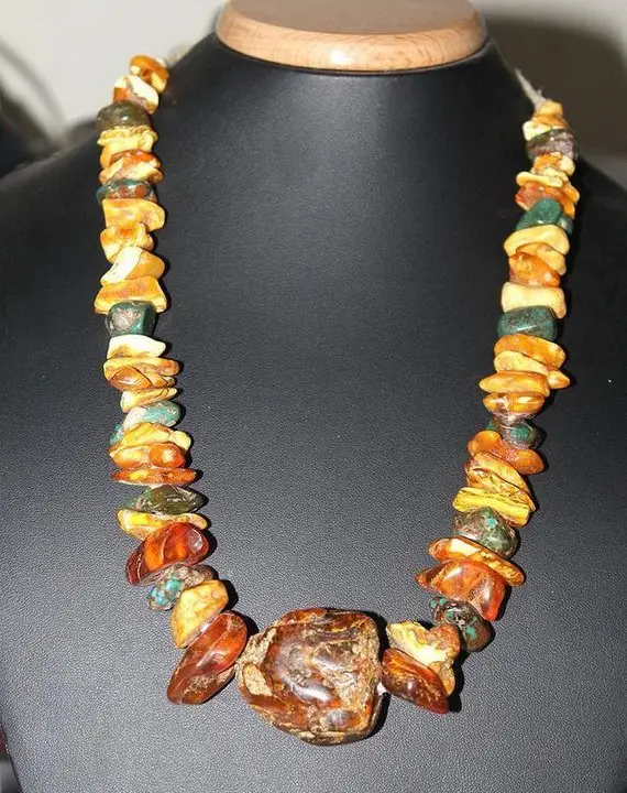 Nugget Kalung Batu Permata Longgar Perhiasan Wanita Manik-manik Kalung Pirus Amber Vintage Alami Memoria Permata 2170 IN;27243