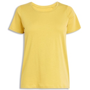 เสื้อคอกลมแขนสั้นผ้าคอตตอนถักแบบลำลองสำหรับผู้หญิงปรับแต่งขนาดได้สีพื้นปักลายด้วยกระดุมทรงเพชรสำหรับผู้หญิง - Product Image 1