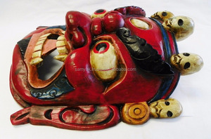 <b>Hand</b> Crafted Wooden <b>Mask</b> of Bhairab Mahakal Wall Hanging Made in Nepal - Product Image 3