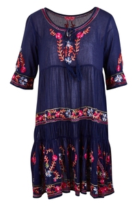 Vestido Midi Casual de Playa para Mujer, Verano, 100% Algodón, Hecho a Medida, Encaje Floral con Cadena de 3 Niveles, Lavable - Product Image 4