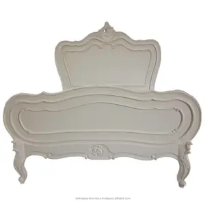 Мебель для спальни из Индонезии-провансковая Роскошная французская кровать Людовика XV белого цвета