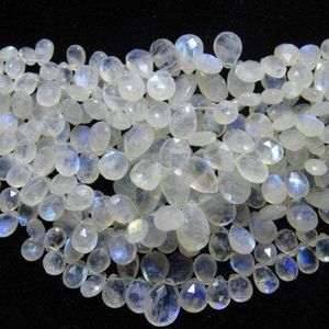 100% Natural Blue Fire Pear-Shape Faceted <b>Rainbow</b> Shining Moonstone Beads Amazing Quality Gemstone for Jewelry Making - Product Image 1