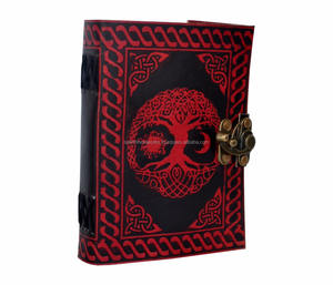 Red <b>Tree</b> Of Life Embossed Handmade 100% Genuine Leather Journal A5 Notebook Spell <b>Book</b> Of Shadows School Supplies Dairy For Gift - Product Image 3