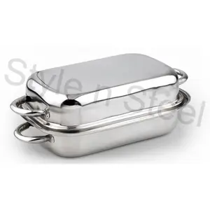 Roaster Penutup Kalkun Stainless Steel Roaster Ganda Dapur Baking Tray Stainless Steel dengan Harga Grosir