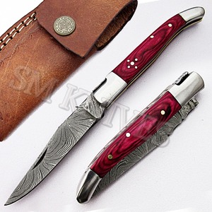 Cuchillo Laguiole plegable de Damasco, 4 pulgadas (cerrado), hecho a mano (smf27) - Product Image 4