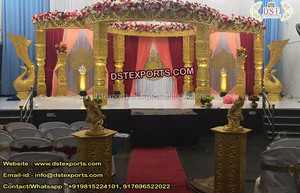 Conjunto de Mandap de Fibra con Aspecto de Madera en Espiral, Conjunto de Mandap de Madera Tallada para Bodas Indias, Fabricante de Conjuntos de Mandap de Fibra para Bodas al por Mayor, FIJI - Product Image 2