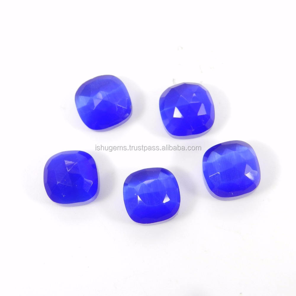 Synthetic Cats Eye Best Quality Gemstone Cushion Rose Cut 8x8mm Cts  Stone IG9154