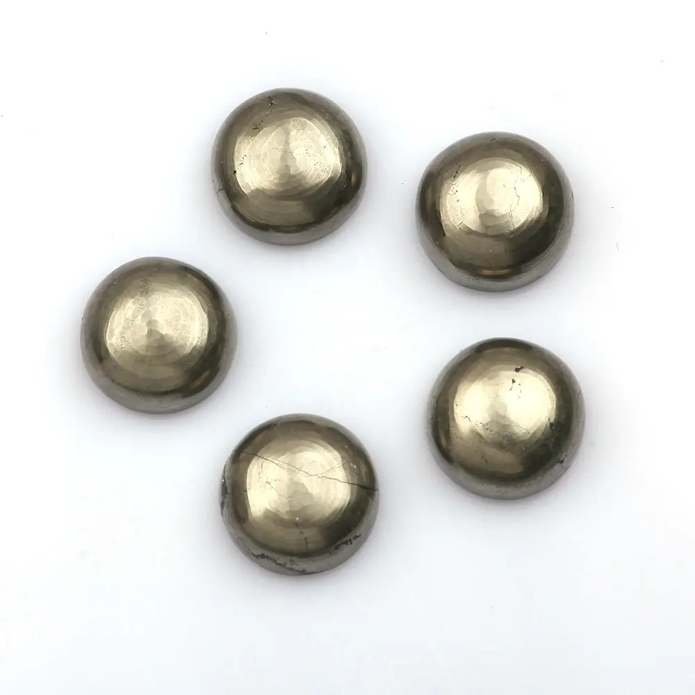 Best Selling Pyrite Gemstone Cabochon Natural Pyrite 12 MM Smooth Round Shape Loose Gemstone Cabochon at Bulk