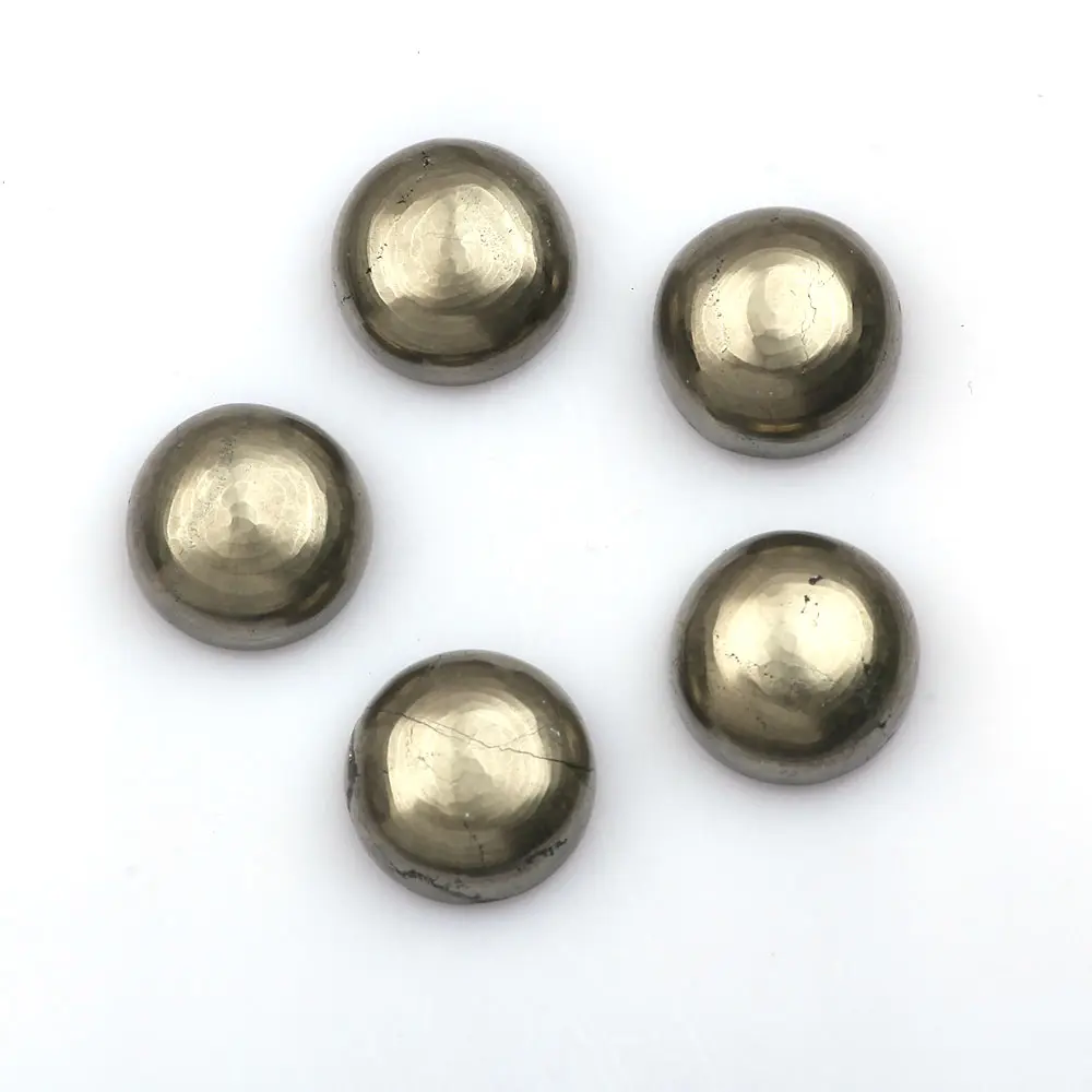 Meilleure vente Pyrite Gemstone Cabochon Pyrite naturelle 12 MM forme ronde lisse Cabochon de pierres précieuses en vrac en vrac