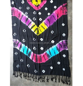 Motif tie-dye d'automne sur foulard en viscose soyeuse Pashmina Hijab - Product Image 1