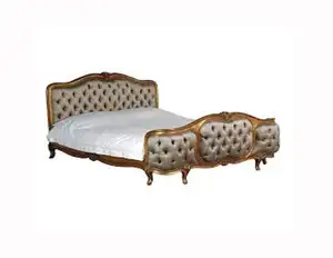 Fransız yataklar Louis Elegance oyma ahşap döşemeli başlık yatak odası mobilyası