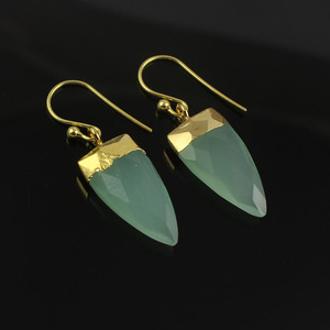 Aqua-pendientes de Calcedonia con forma de punta de flecha, joyería chapada en oro - Product Image 6