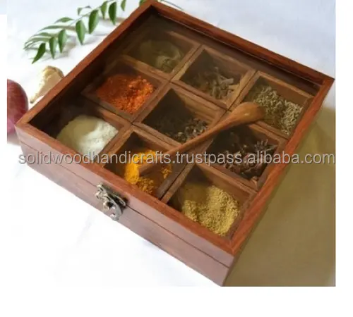 CLASSICAL LOOK WOODEN HAND MADE SPICE KITCHEN BOX ITEM