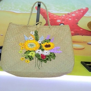 ถุงฟางชายหาดเวียดนามพร้อมปอมปอมถุงฟางต้นปาล์ม - Product Image 1