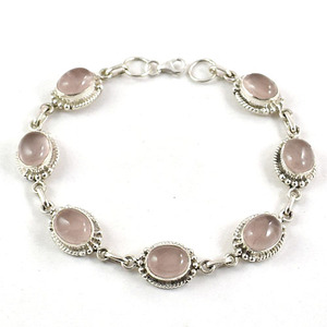 925 Sterling Silver Rose Quartz <b>Gemstone</b> <b>Bracelet</b> Women Jewelry - Product Image 2