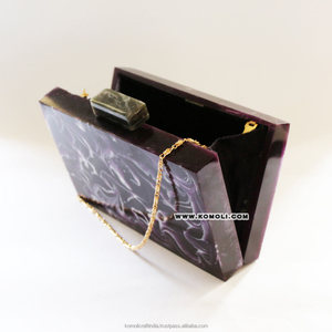 Pochette magique indienne en métal, sac à main en résine acrylique, motifs vintage, violette, nouvelle collection - Product Image 2