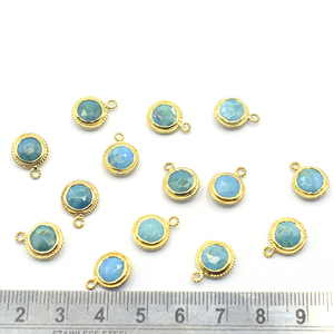Kingman จี้925รูปวงกลมสีเทอร์ควอยซ์พร้อมจี้ชุบทองทำมือ - Product Image 2