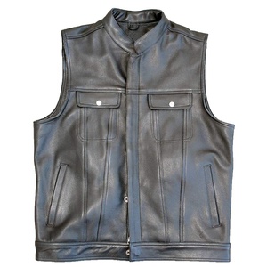 2025, chaleco de motocicleta Club Cruiser para hombre de América del Norte, chaqueta de cuero de talla grande personalizable, cierre a presión con cremallera, 2 bolsillos para pistola - Product Image 1