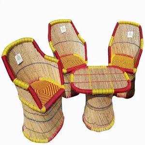 ชุดเฟอร์นิเจอร์สวนไม้ไผ่สั่งทำพิเศษ ชุดโซฟาหวาย 4 ที่นั่ง พร้อมโต๊ะกาแฟ ชุดโต๊ะอาหาร เฟอร์นิเจอร์ร้านอาหาร ชุดเฟอร์นิเจอร์สวนไม้ - Product Image 1