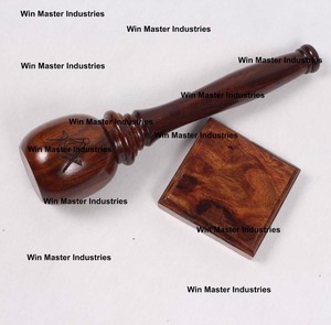 Masonic Regalia Upright Walnut <b>Wood</b> Gavels and Sound <b>Block</b> - Product Image 2