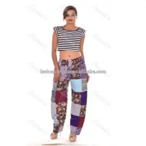Pantalon indien en coton pour femmes, pantalon à la mode, patchwork, Hippie, Yoga, décontracté