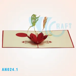 Tarjeta de felicitación emergente 3D de mariposa y flor Tarjeta de regalo de Vietnam hecha a mano Productos más vendidos Nueva llegada Trending Best Choice